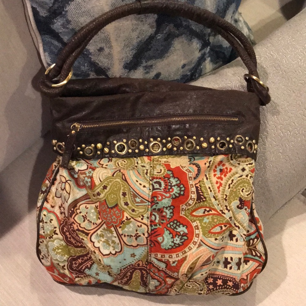 Ebisu paisley & leather handbag
